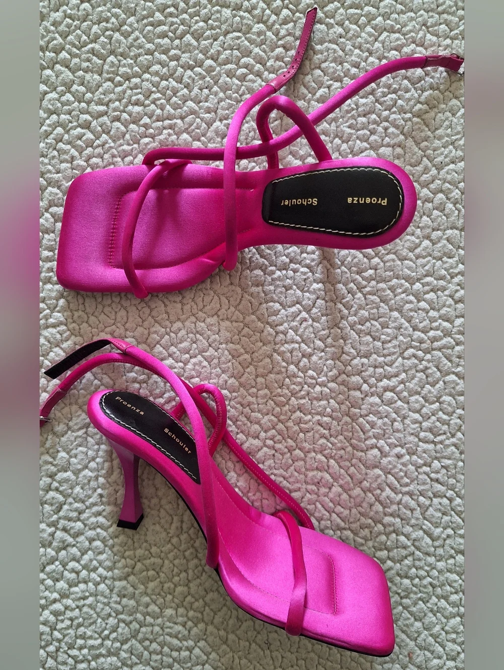 PROENZA SCHOULER Square Strappy Sandals Heels Satin Fuchsia EU 38 US 8 Org$795 - Picture 15 of 16